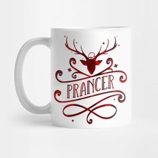 Prancer Christmas Red Tartan Pattern Reindeer Head Mug